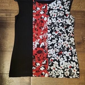 Calvin Klein Black and Red Floral Blouse